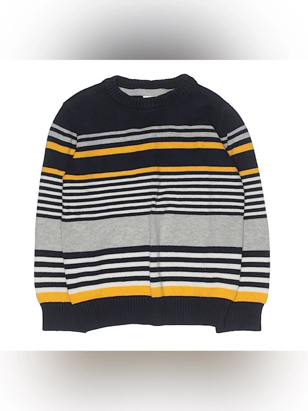 GYMBOREE Boys' Navy, Gray & Yellow Striped Crewneck Sweater